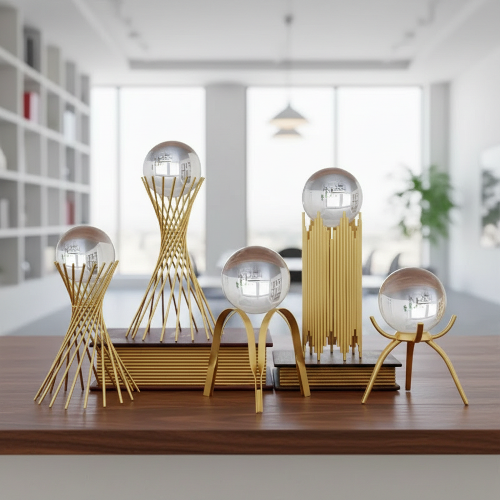 Elevate Your Space with Creative Glass Ball Crystal Ornaments - Modern Minimalist Home & Office Decor