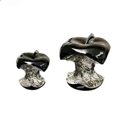 Elevate Your Space with the Exquisite Silver-Plated Gnawed Apple Sculpture - A Stunning Ceramic Desk Ornament for Aesthetic Home Decor