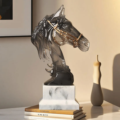 Majestic Horsehead Sculpture - Exquisite War-Horse Ornament for Your Office or Home Decor