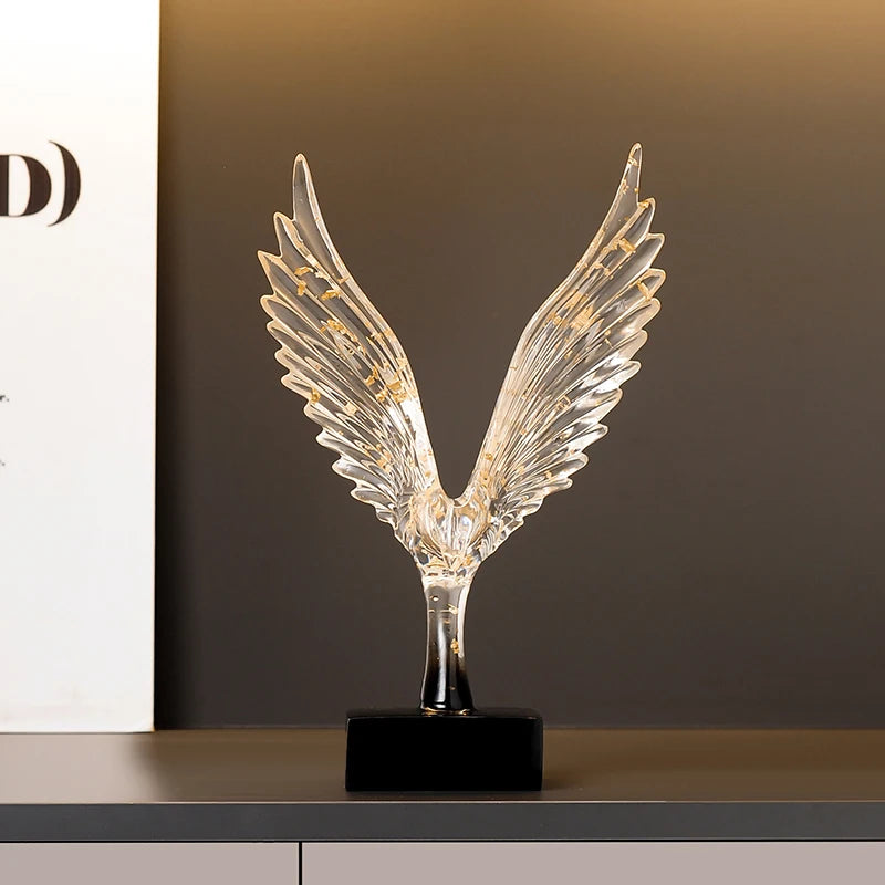 Stunning Abstract Gold Eagle Decoration - Exquisite Resin Angel Wing Sculpture for Elegant Home Decor