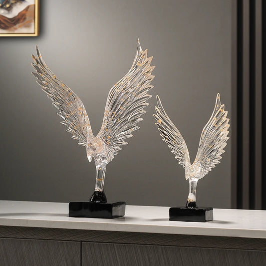 Stunning Abstract Gold Eagle Decoration - Exquisite Resin Angel Wing Sculpture for Elegant Home Decor