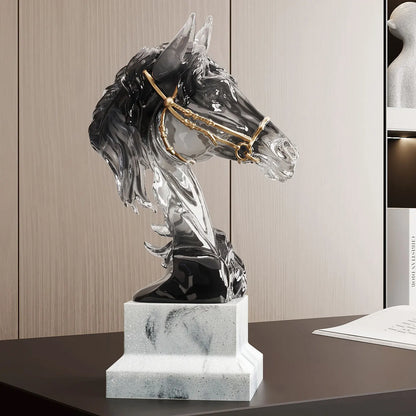 Majestic Horsehead Sculpture - Exquisite War-Horse Ornament for Your Office or Home Decor