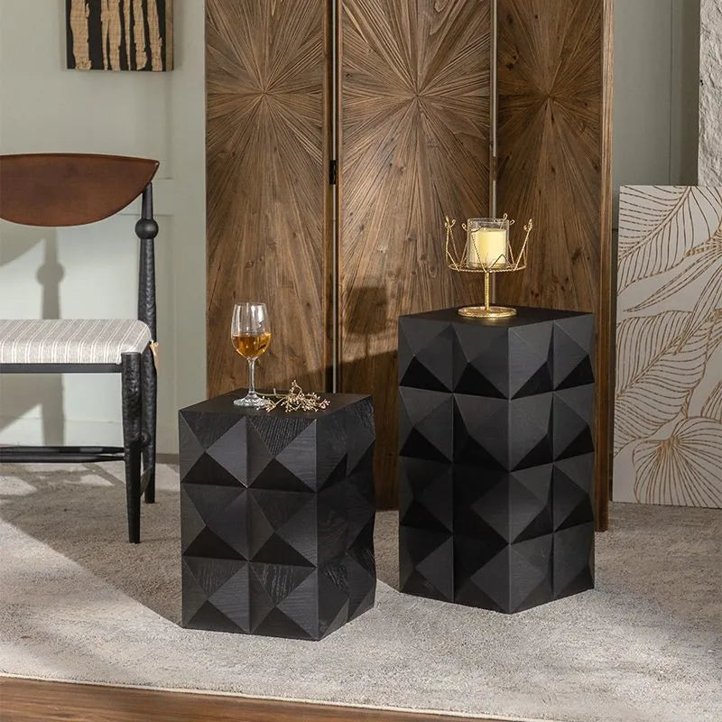 Elegant MOMO Black Antique Style Coffee Table - Perfect for Living Room, Balcony, and Villa Décor