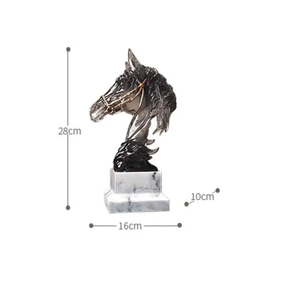 Majestic Horsehead Sculpture - Exquisite War-Horse Ornament for Your Office or Home Decor