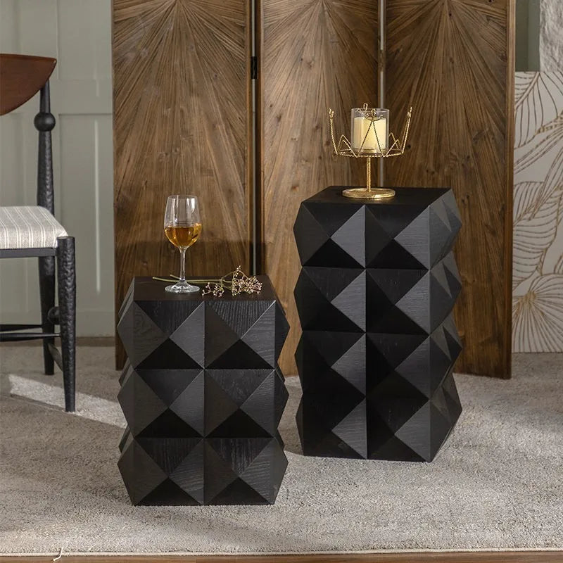 Elegant MOMO Black Antique Style Coffee Table - Perfect for Living Room, Balcony, and Villa Décor