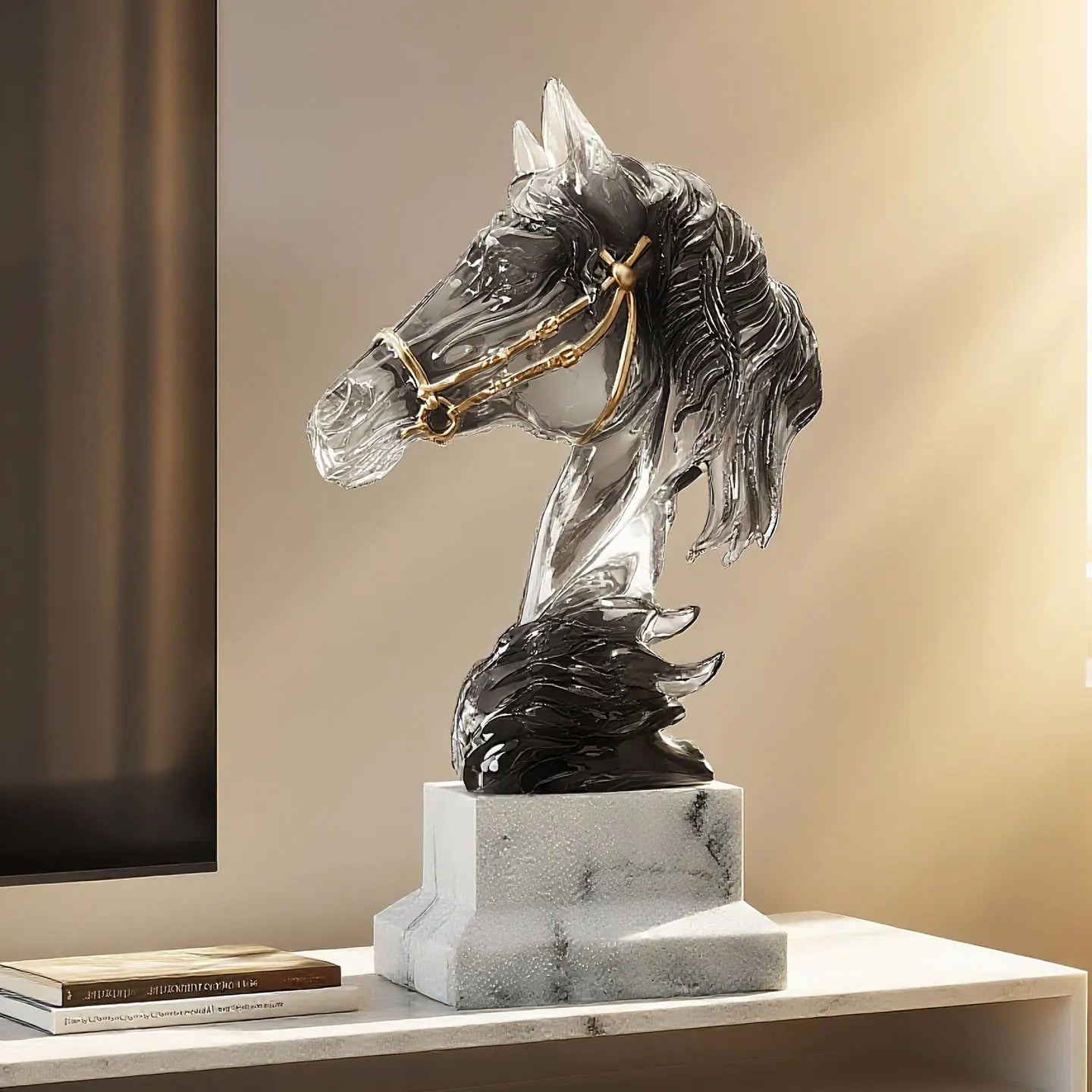 Majestic Horsehead Sculpture - Exquisite War-Horse Ornament for Your Office or Home Decor